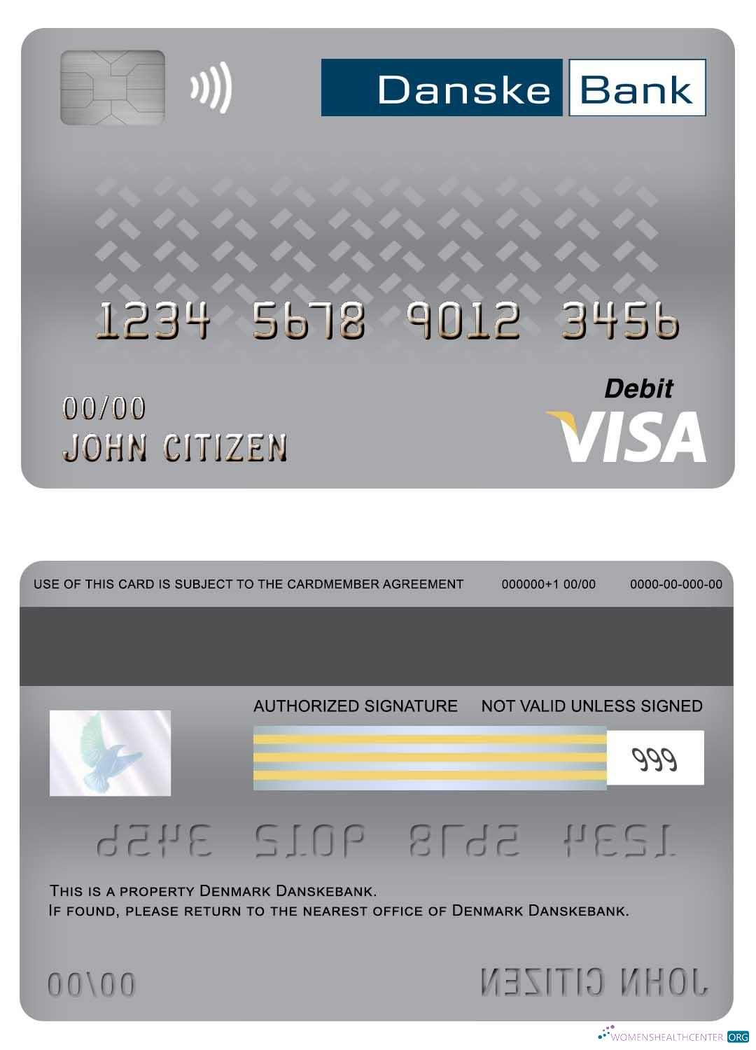 Download Denmark Danskebank visa debit card Photoshop template